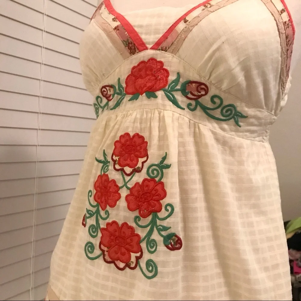 Pura Vida Embroidered Camisole Cotton Top Size Small - Picture 9 of 16